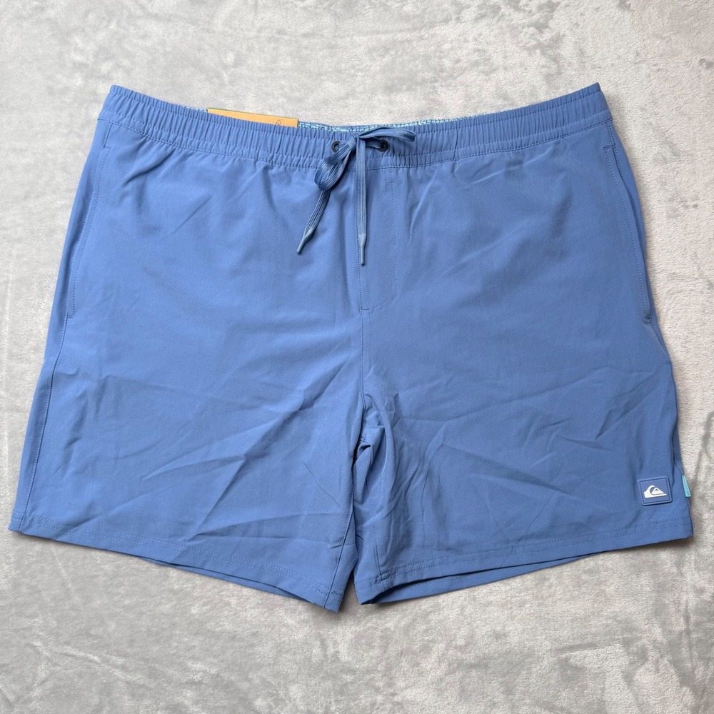 Quiksilver Waterman Swim Volley Shorts XL Blue Stretch Quick Dry UPF 50 Lined